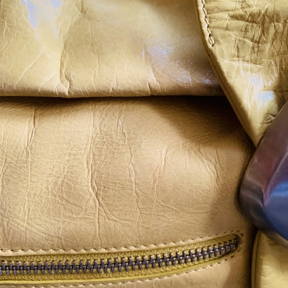 ✨Christopher Kon✨ Yellow Leather Handbag W/Chrome Buckle Hardware & Dusk Bag - Picture 8 of 16